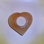 Natural Peach Satin Spar Candle Holder