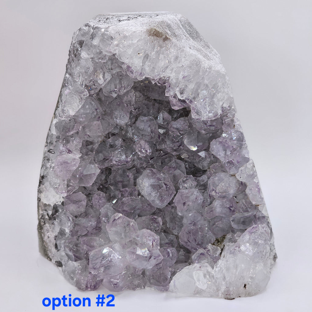 Uruguayan Amethyst Cut Base Geode with Crystal Clear Points & Purple Phantoms