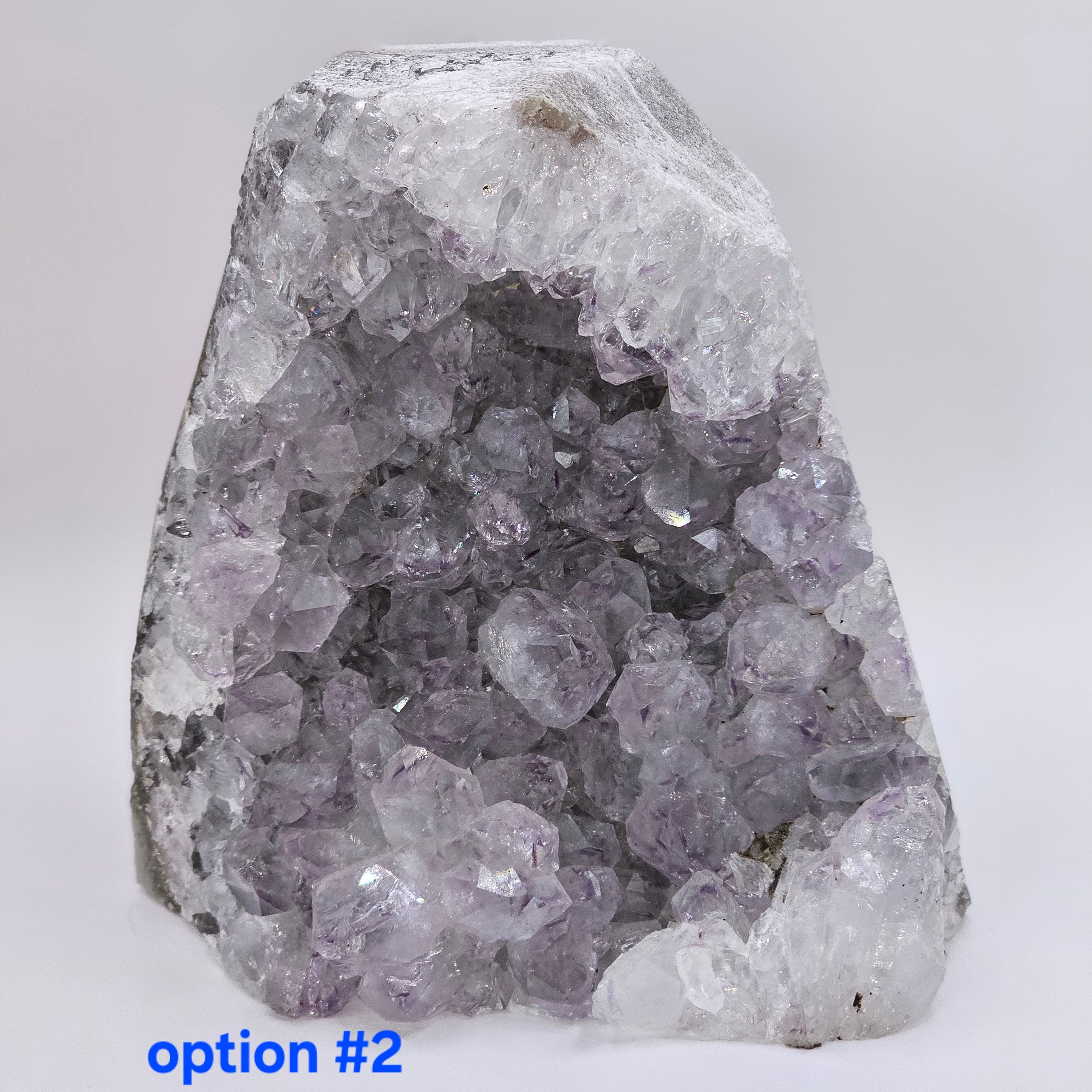 Uruguayan Amethyst Cut Base Geode with Crystal Clear Points & Purple Phantoms