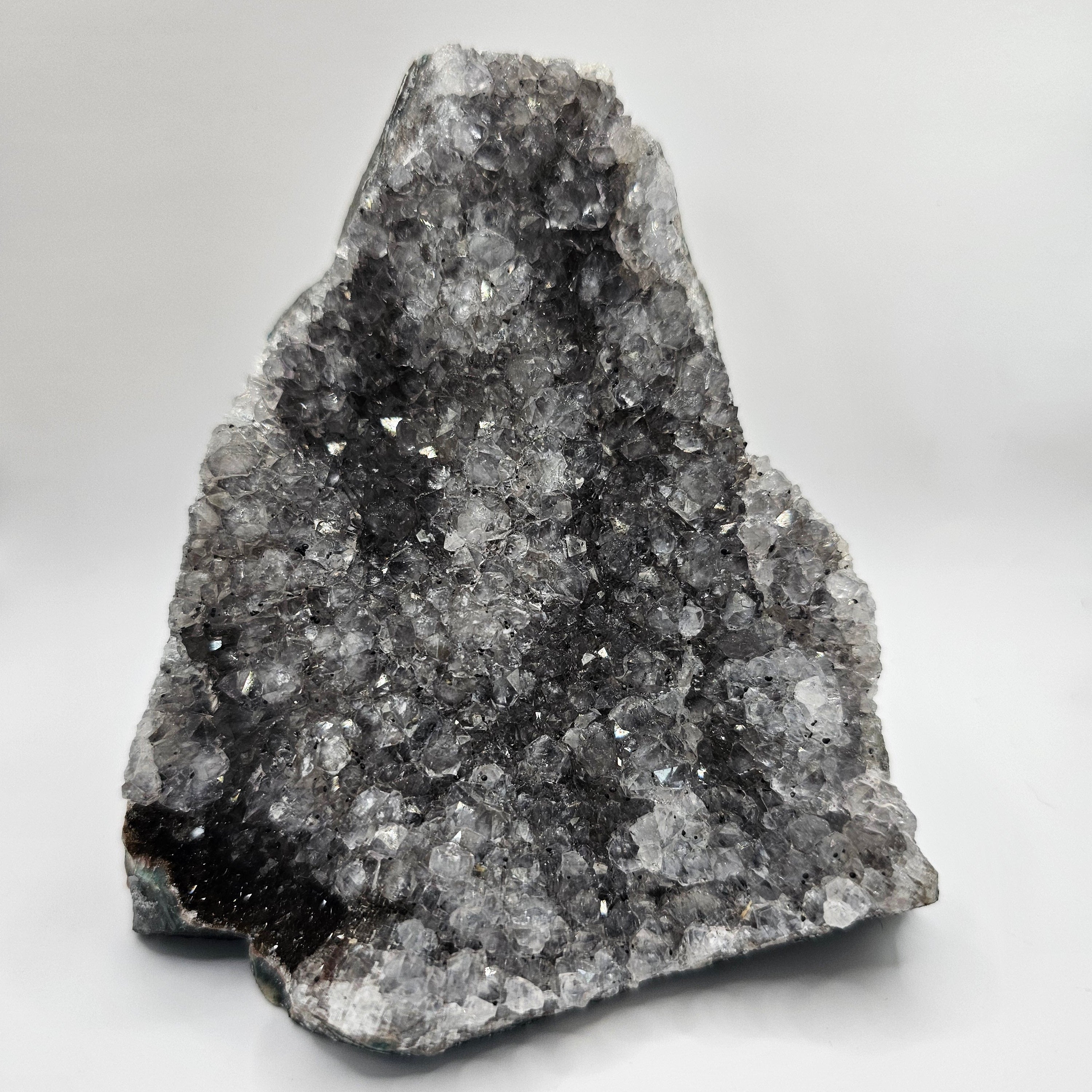 Uruguayan Black Amethyst Cut Base Geode with Hematite Inclusions