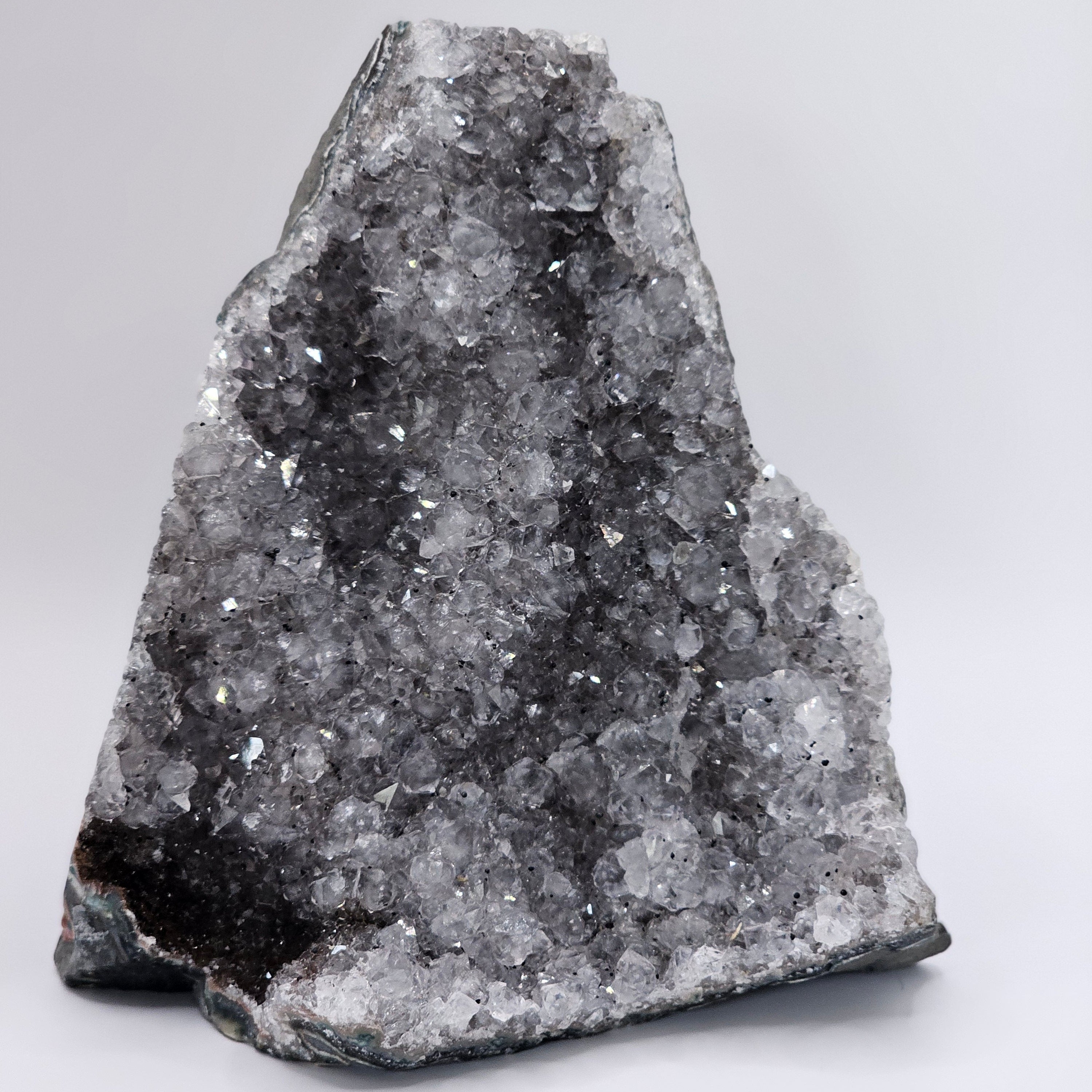 Uruguayan Black Amethyst Cut Base Geode with Hematite Inclusions