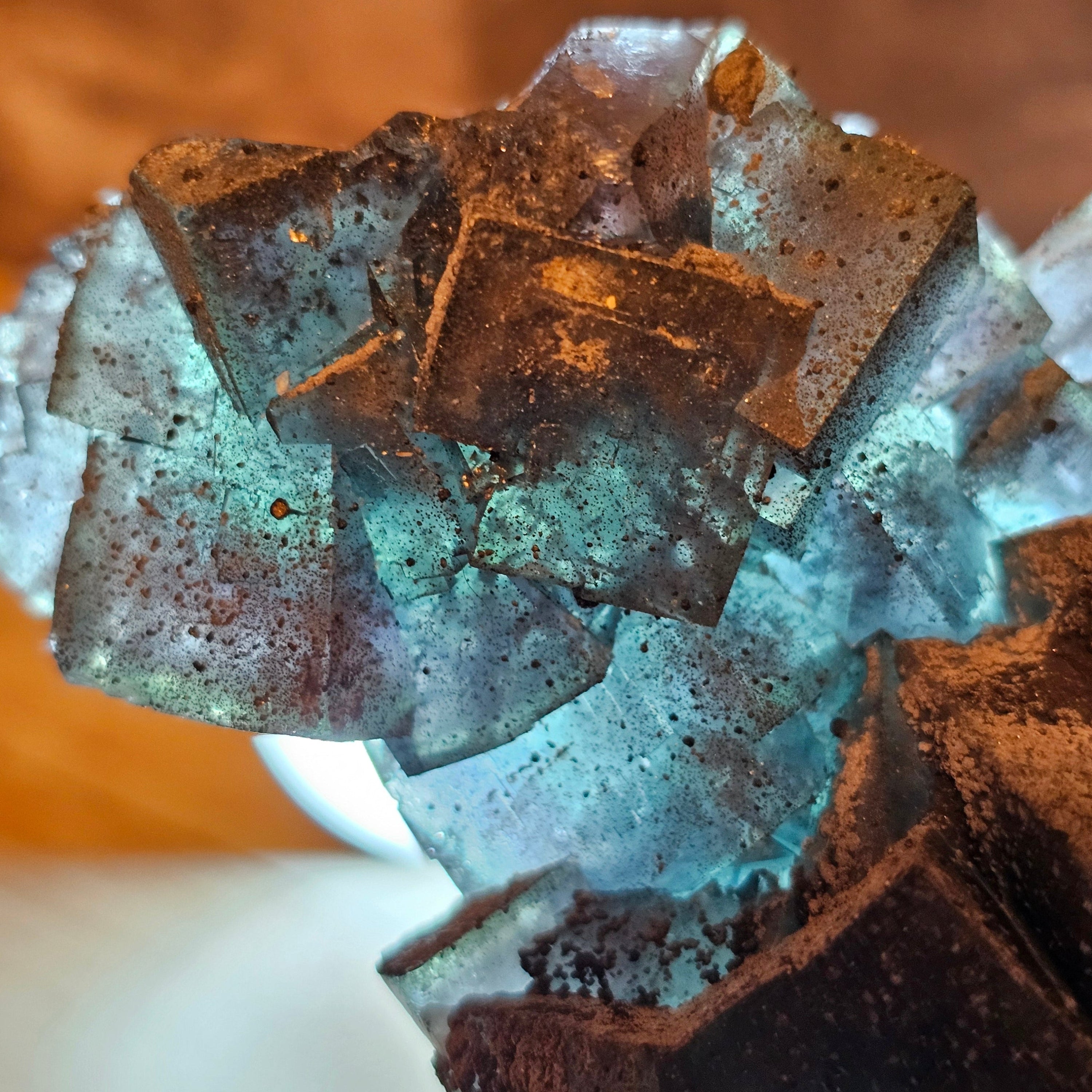 Cubic Blue Fluorite with Purple Phantoms and Pyrite