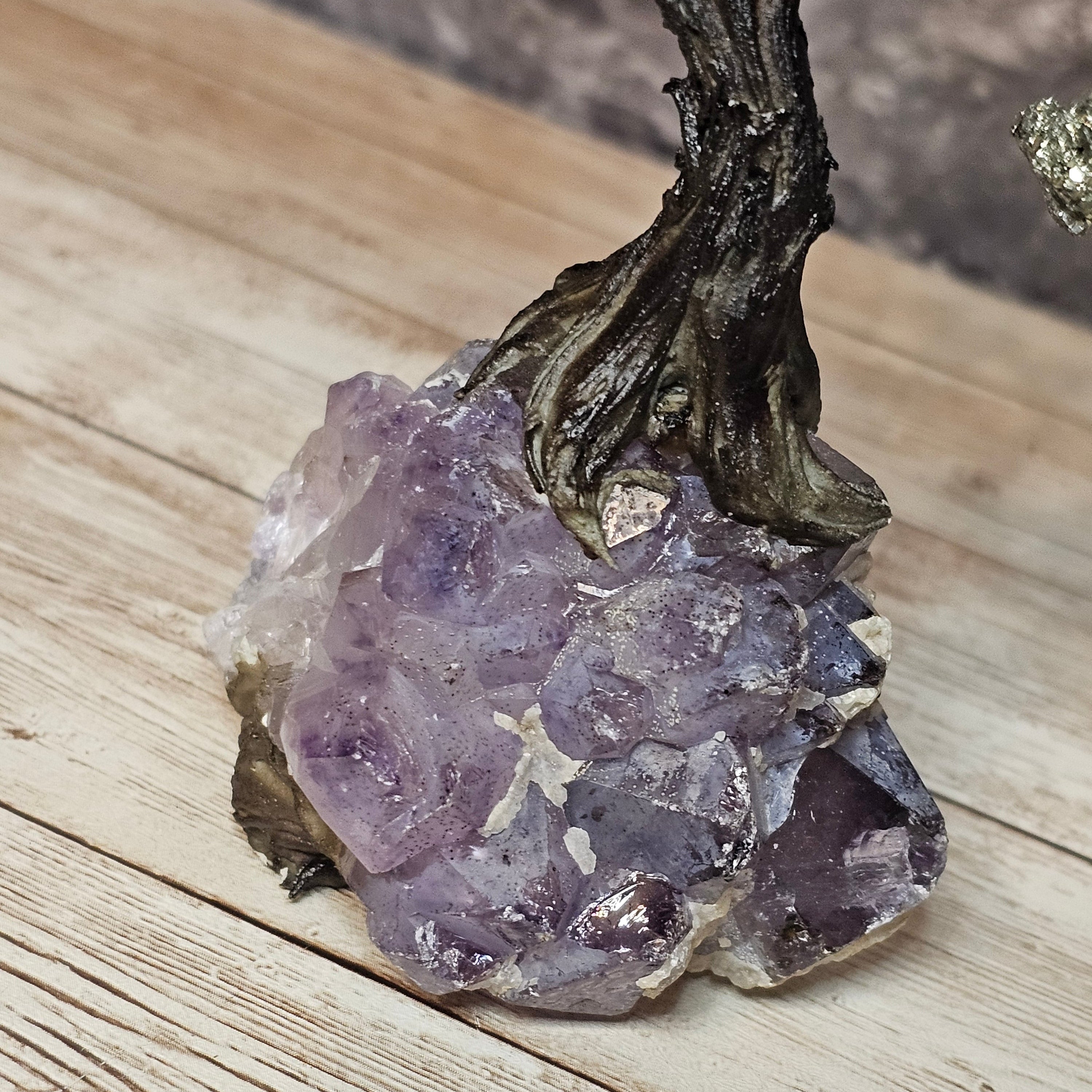 Pyrite Tree of Life on Amethyst Base