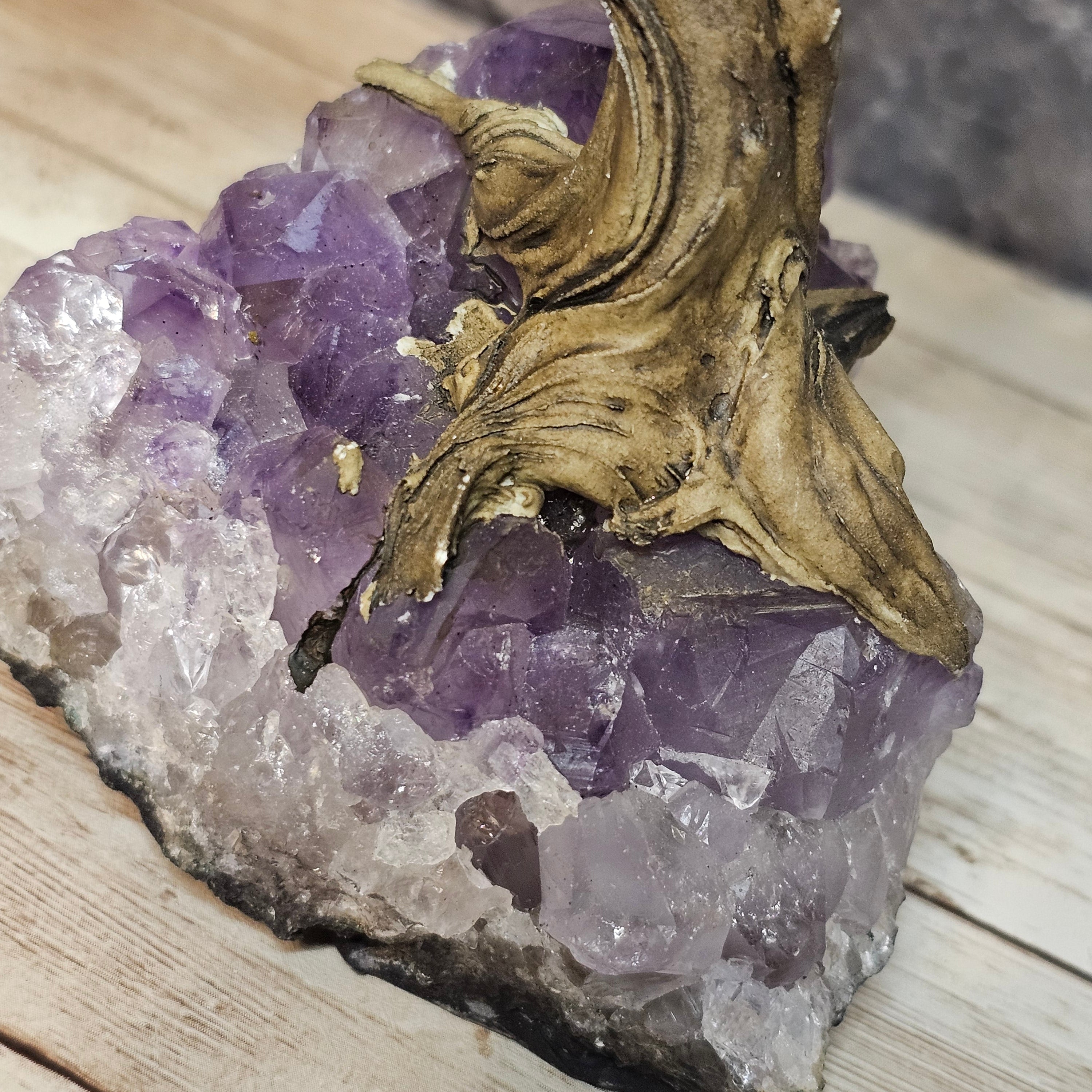 Clear Quartz Tree of Life on Amethyst Base