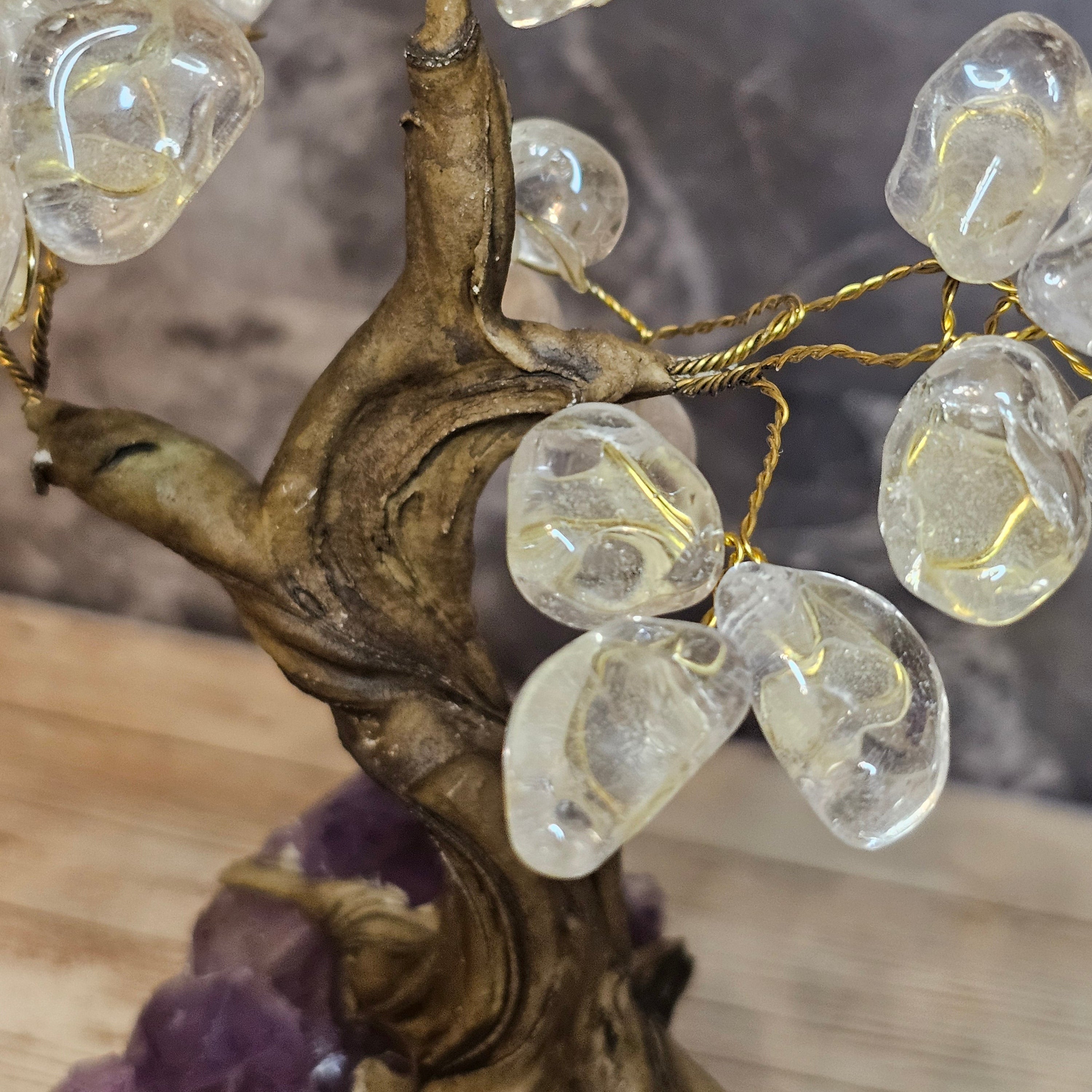 Clear Quartz Tree of Life on Amethyst Base