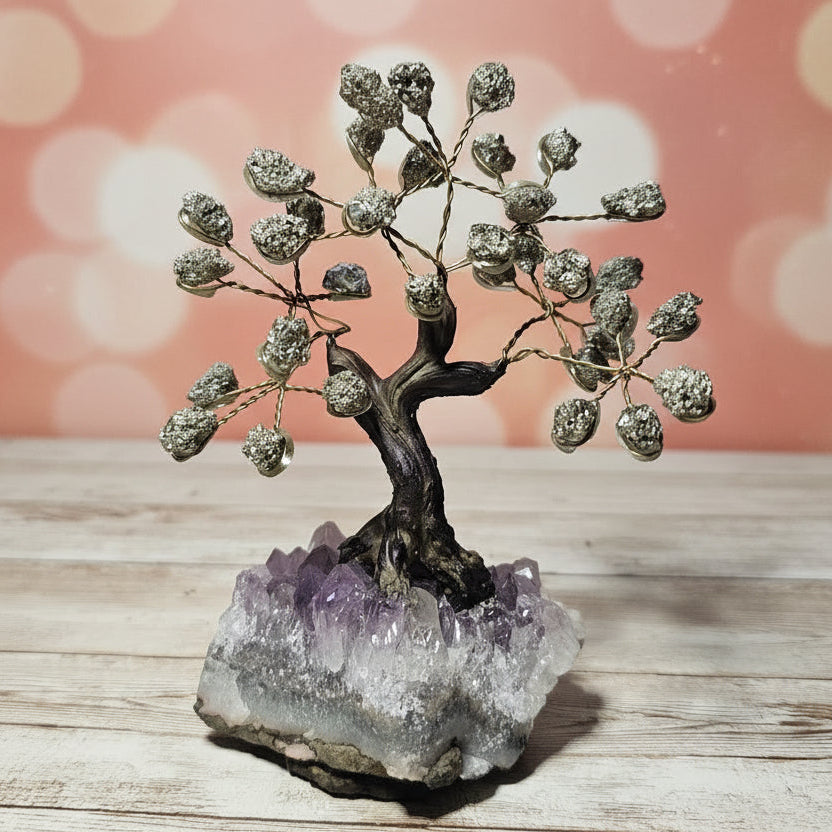 Pyrite Tree of Life on Amethyst Base