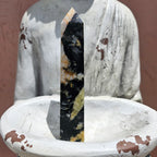Yellow Tourmaline in Quartz and Black Mica Matrix   6.25" tall