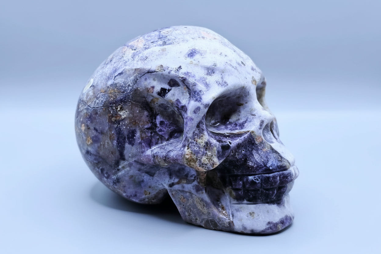 Brecciated Fluorite-Skull-Purple-596g approx 4inches