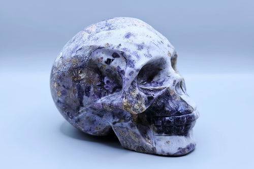 Brecciated Fluorite-Skull-Purple-596g approx 4inches