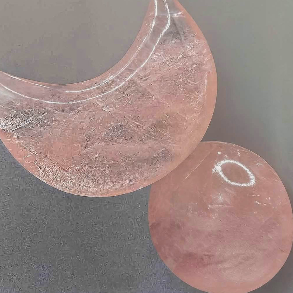 Rose Quartz Girasol-Moon-Palm Stone-Pink
