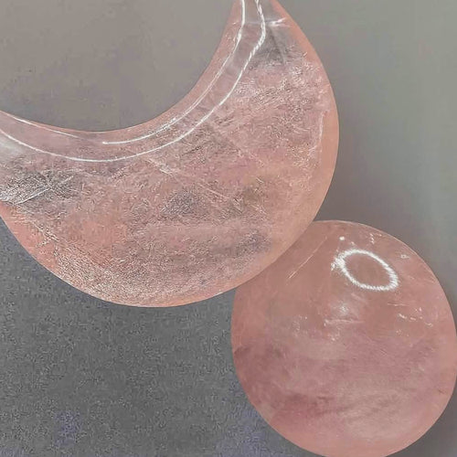 Rose Quartz Girasol-Moon-Palm Stone-Pink
