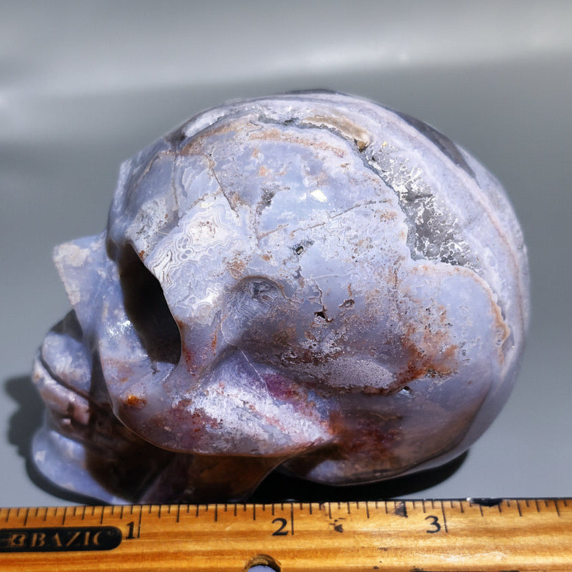 Mexican Agate Skull – Red/White – Sm / Md