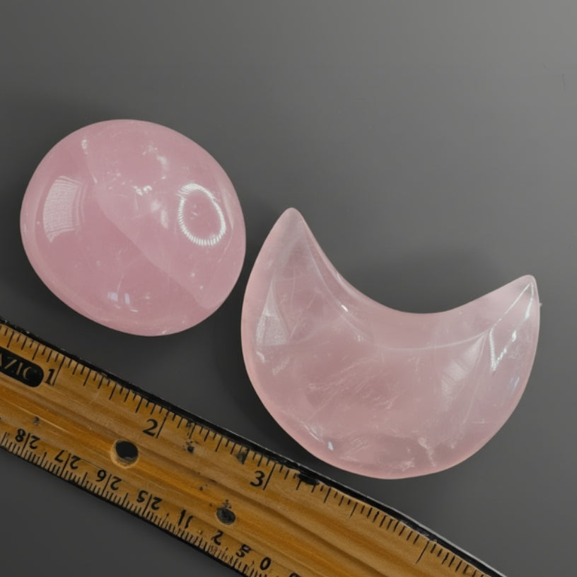 Rose Quartz Girasol-Moon-Palm Stone-Pink